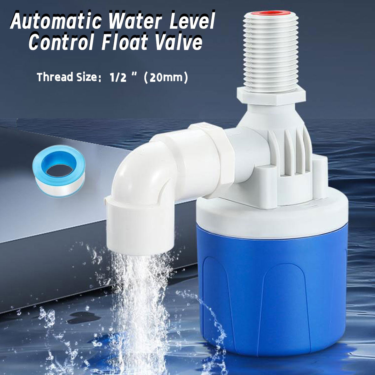 MEUPMEOP 1/2" Water Float Valve Automatic Water Level Control Valve No Electricity Needed Auto Fill Shut Off Plastic Float Valve for Water Tank