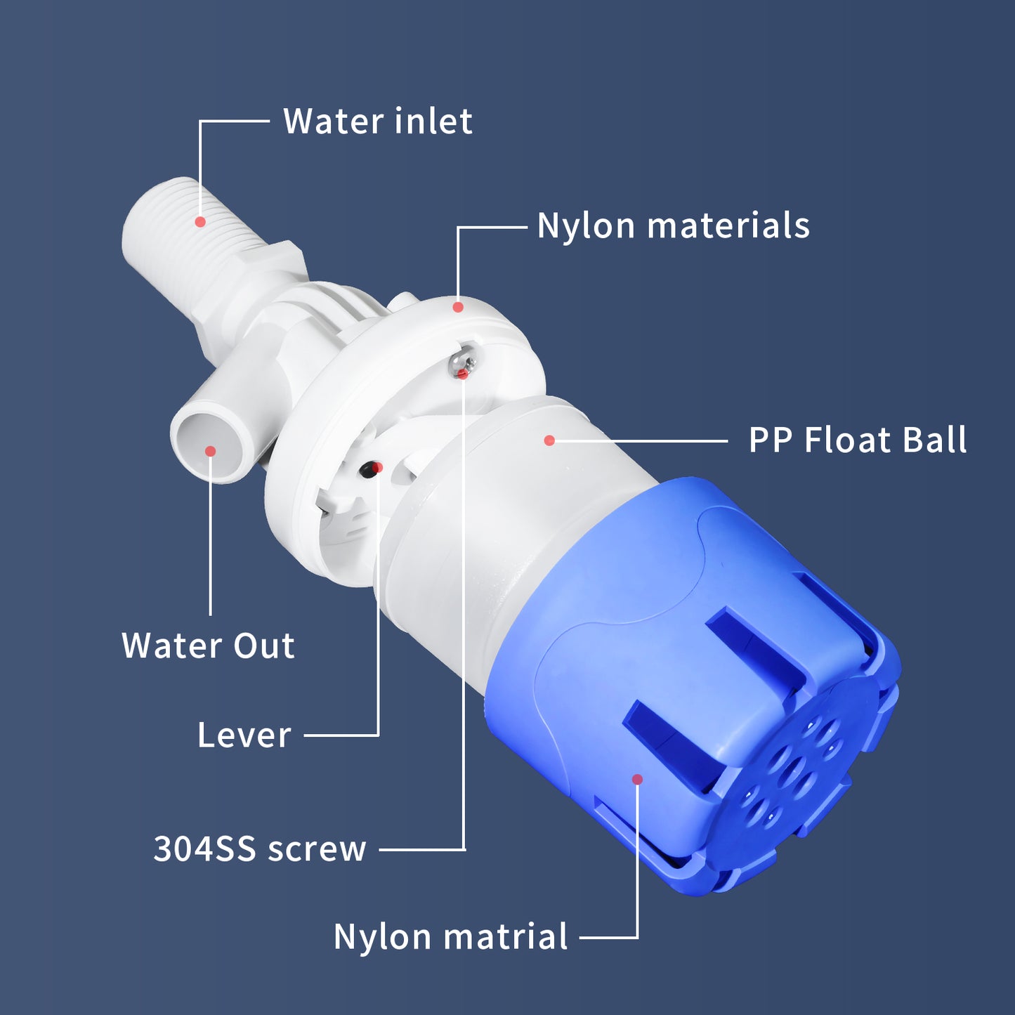 1/2" Float Valve for Automatic Water Level Management, Requiring No Electricity. This Water Float Valve Automatically Fills And Shuts Off, Suitable for Tanks, Pools, And Towers