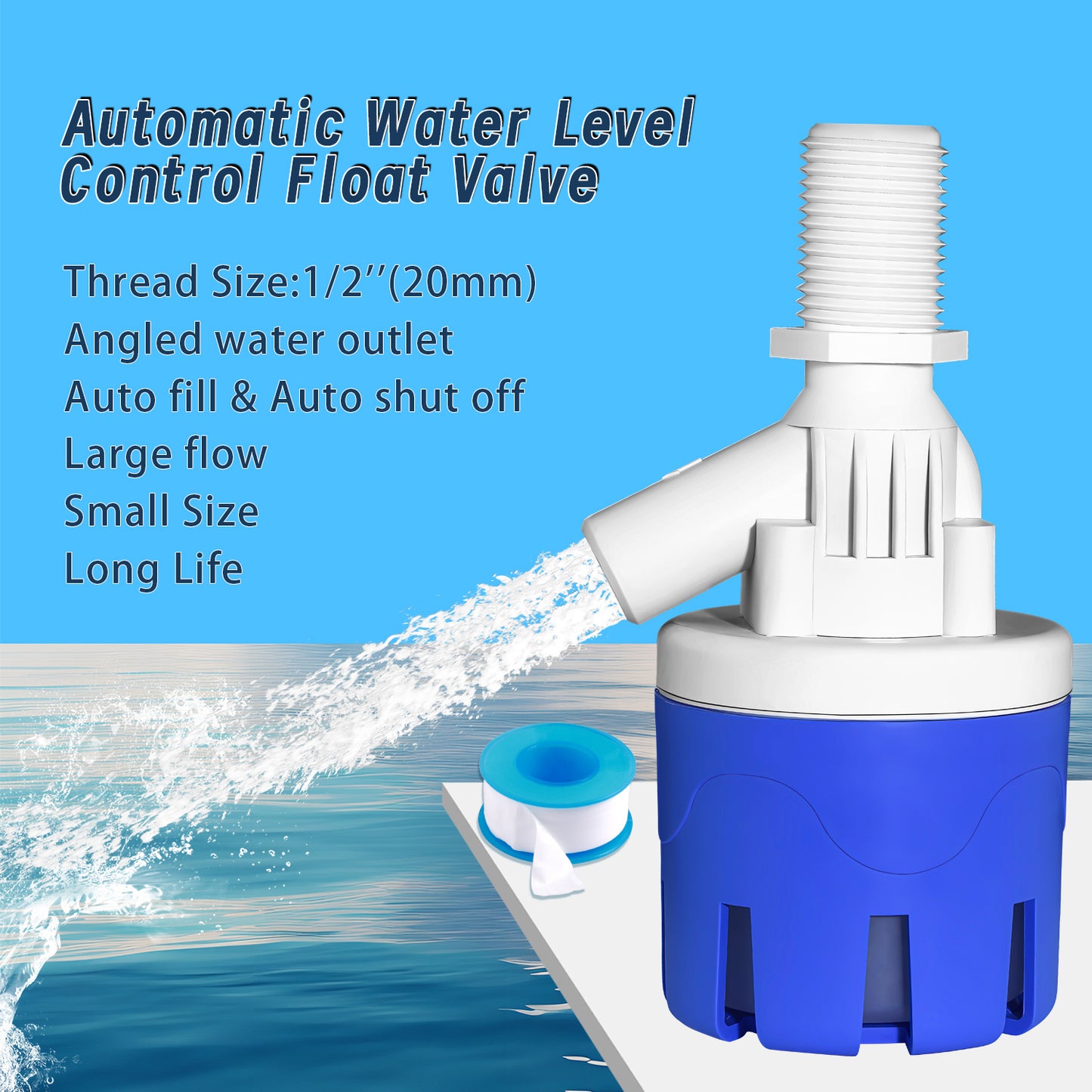 1/2" Float Valve for Automatic Water Level Management, Requiring No Electricity. This Water Float Valve Automatically Fills And Shuts Off, Suitable for Tanks, Pools, And Towers