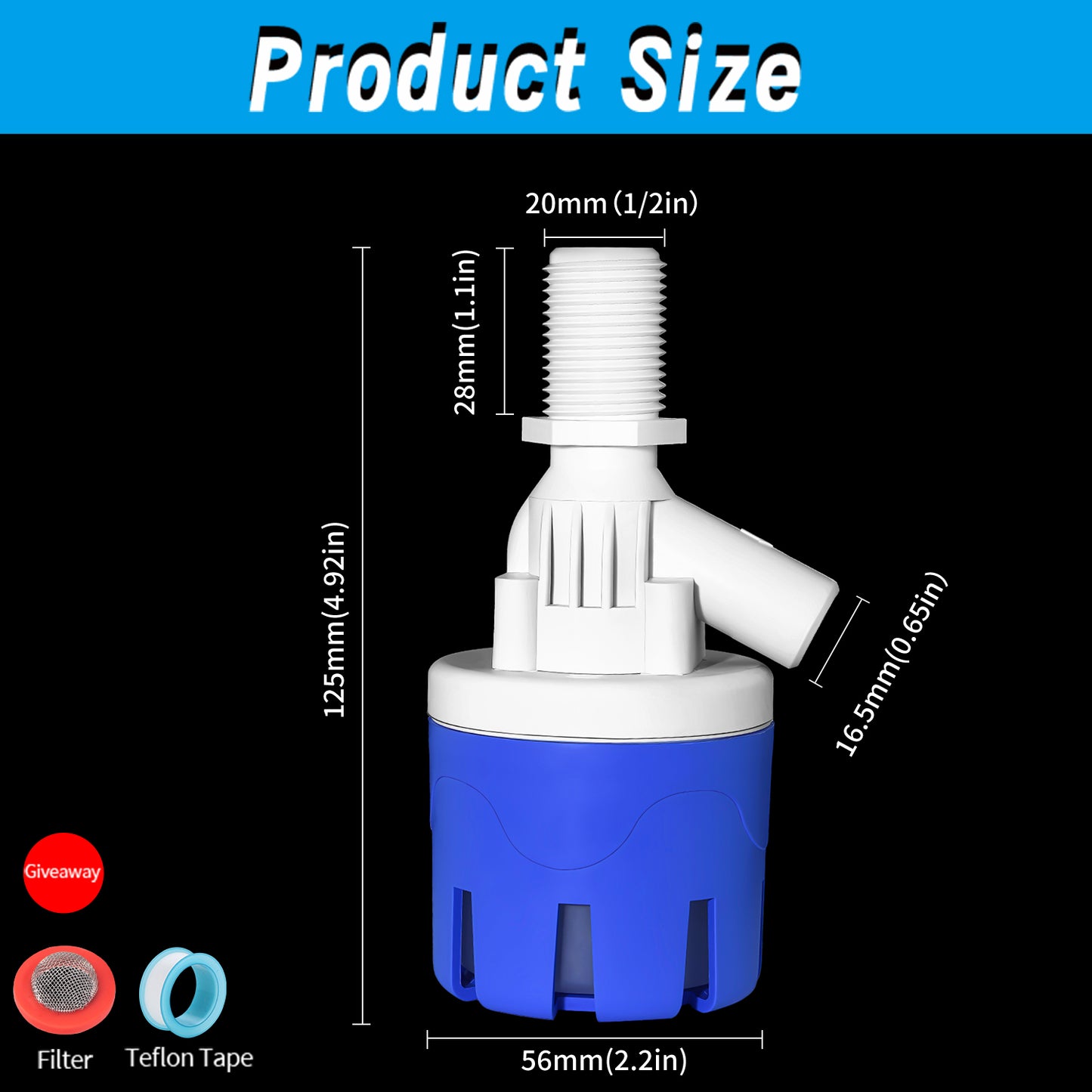 1/2" Float Valve for Automatic Water Level Management, Requiring No Electricity. This Water Float Valve Automatically Fills And Shuts Off, Suitable for Tanks, Pools, And Towers