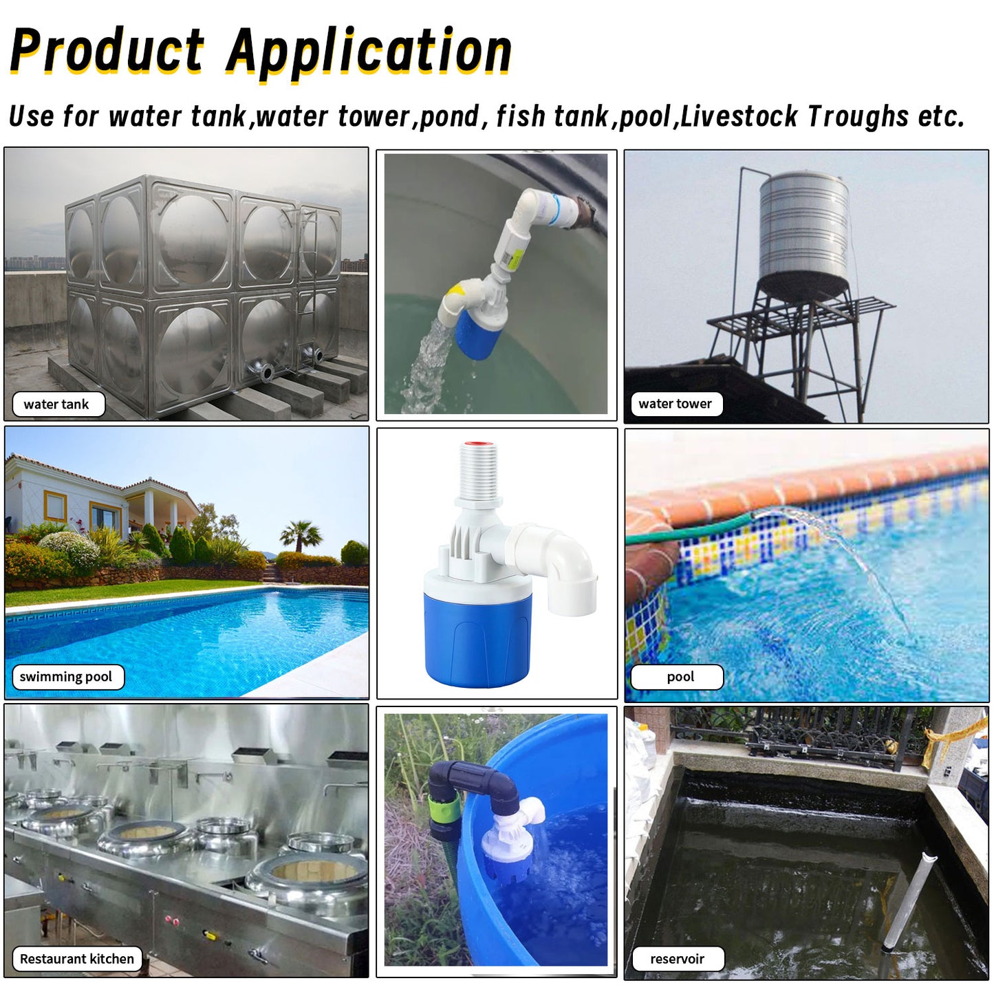 MEUPMEOP 1/2" Water Float Valve Automatic Water Level Control Valve No Electricity Needed Auto Fill Shut Off Plastic Float Valve for Water Tank