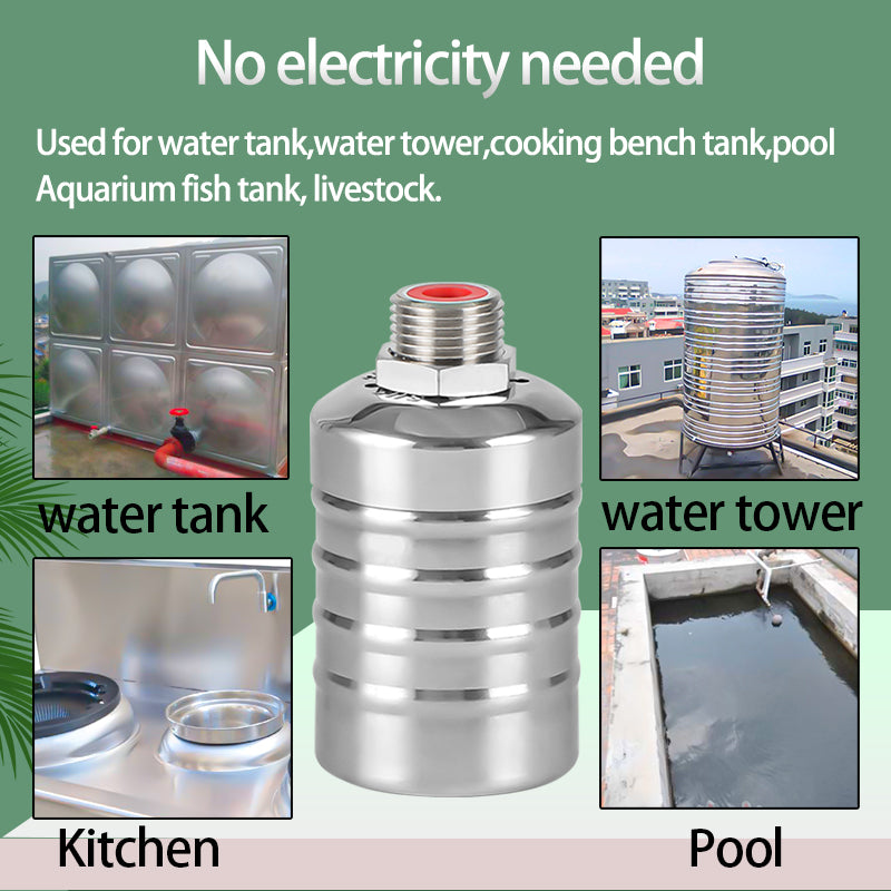 MEUPMEOP 1/2" Stainless Steel Float Valve Automatic Water Level Control Valve for Water Tank