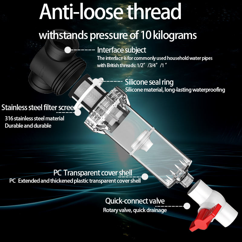 1/2" 3/4" 1" Garden Watering Filter Large Flow Irrigation System 50 Micron Filtration 12-Month Life Impurity Prefilter Water
