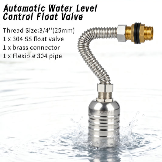 1/2" 3/4" 1" 304 Stainless Steel Float Valve with 304 Flexible Pipe and Brass Connector