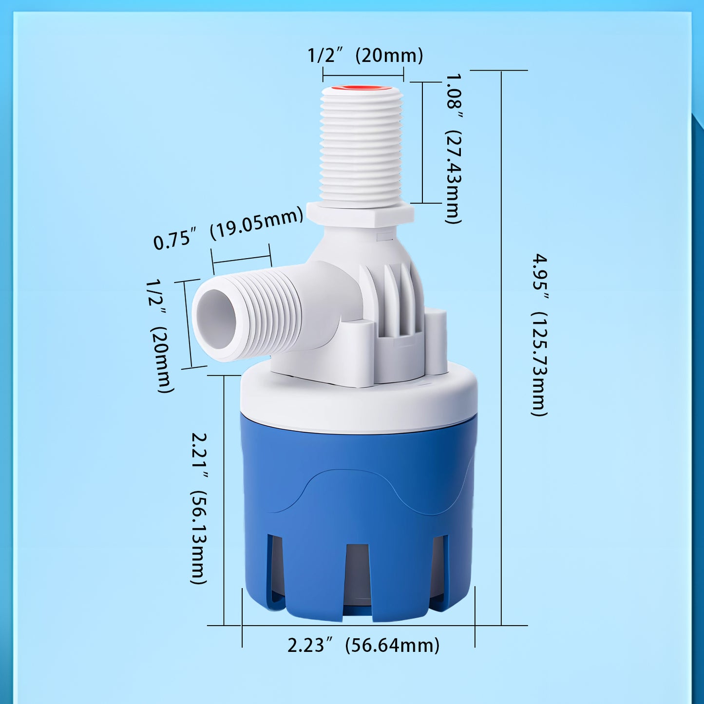 MEUPMEOP 1/2" Top Inlet Vertical Automatic Water Level Controller Float Valve for Water Tank
