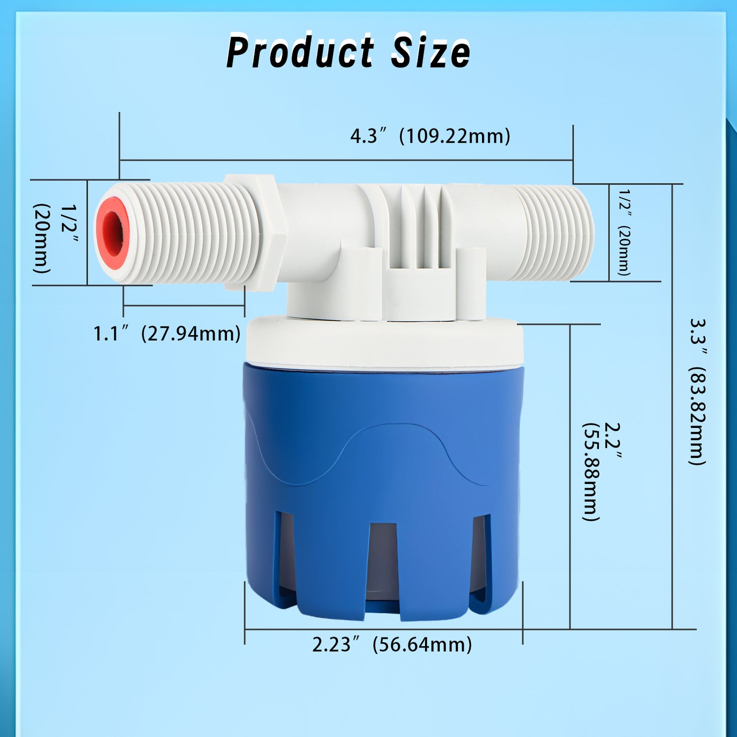 MEUPMEOP Side Inlet 1/2" Horizontal Auto Fill Shut Off Float Valve Water Level Control Water Float Valve 1/2" Mini Float Valve(LCY3-1/2-S1)