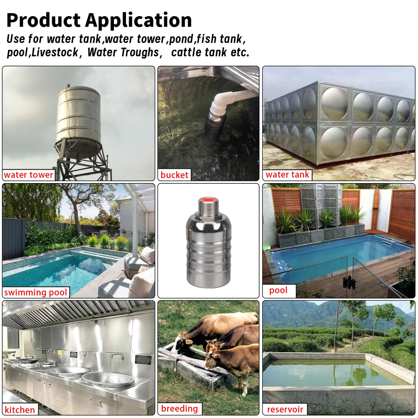 1/2" 3/4" 1" 304 Stainless Steel Float Valve with 304 Flexible Pipe and Brass Connector