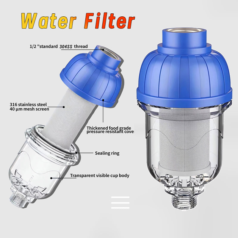 1/2" Reusable Sediment Water Filter, 304 Stainless Steel Mesh Screen 40μm Filter, Water Filter for Washing Machine